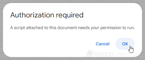 google sheets authorization required