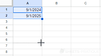 google sheets copy date year autofill
