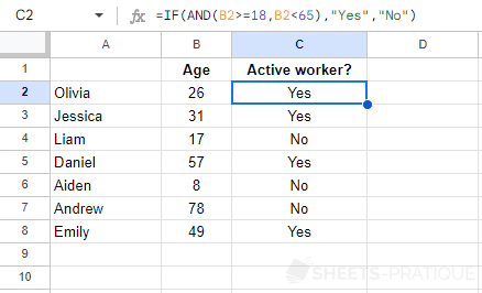 google sheets function if and comparison operators