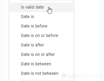 google sheets validation data date