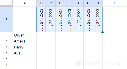 google sheets orientation dates date format