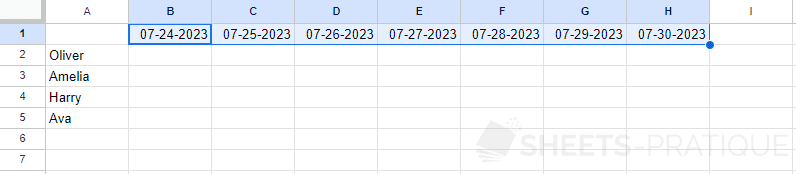 google sheets table dates date format