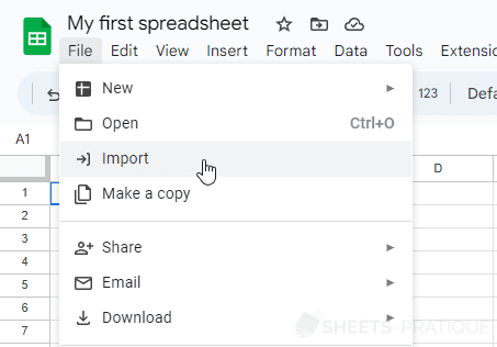 google sheets import file exercise