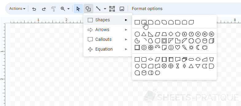 google sheets shape insertion shapes