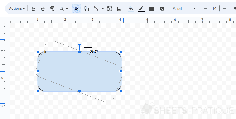 google sheets shape rotation shapes