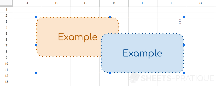 google sheets shapes insertion grouped