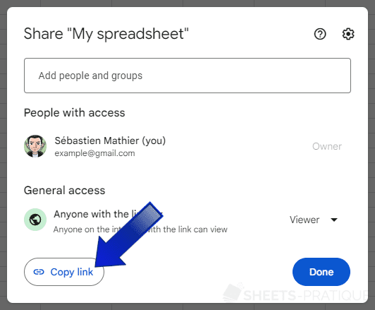 google sheets share link copy