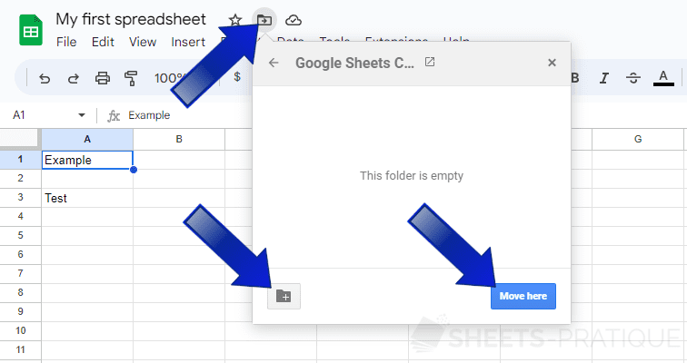 google sheets move folder sheet