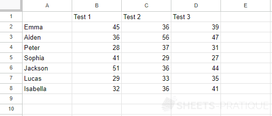 google sheets exercise 2 tables