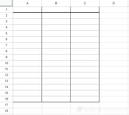 google sheets dotted borders tables