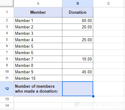 google sheets count function