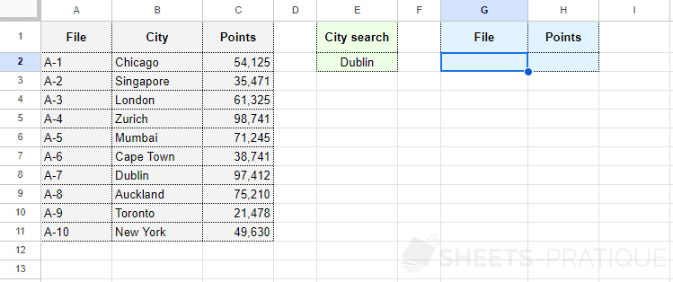google sheets index match functions