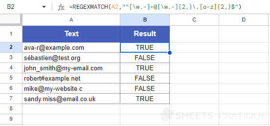 google sheets function regexmatch email 3