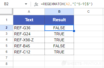 google sheets function regexmatch character class negation