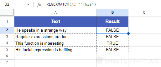 google sheets function regexmatch search word beginning