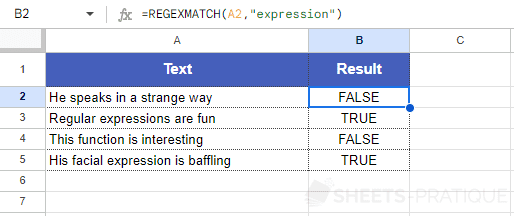 google sheets function regexmatch search word