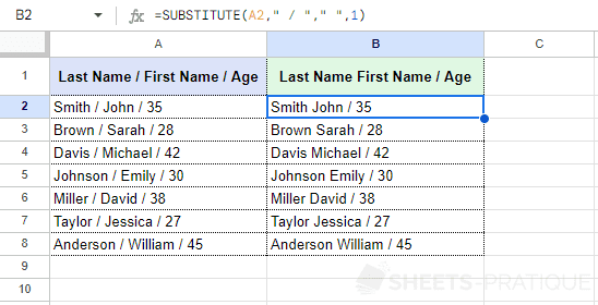 google sheets function substitute occurrence