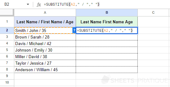 google sheets function substitute