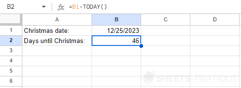 google sheets function today days