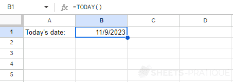 google sheets function today