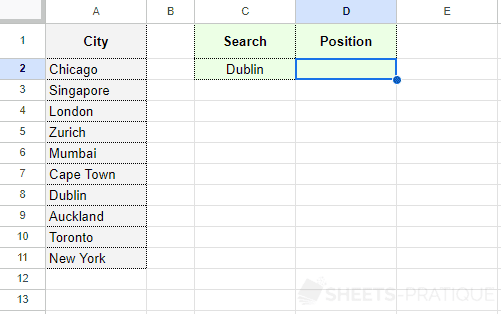 google sheets xmatch function