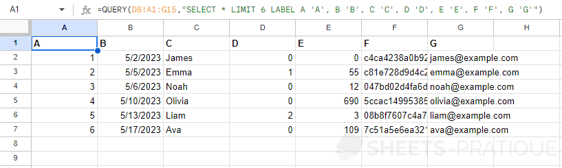 google sheets function query label columns