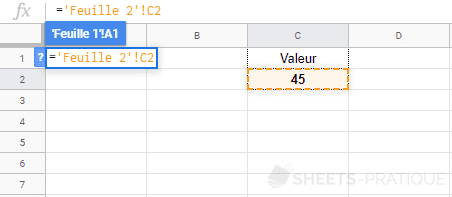 google sheets reference autre feuille