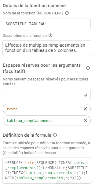 google sheets fonction nommee substitue tableau png remplacements