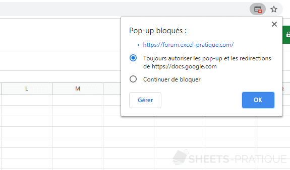 google sheets popup bloque link open