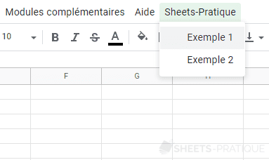 google sheets custom menu personnalise