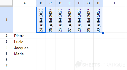 google sheets orientation dates format