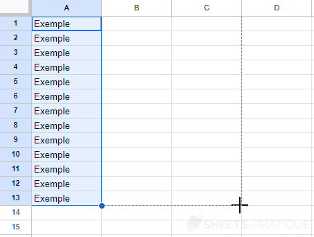 google sheets cellules recopie manipulations