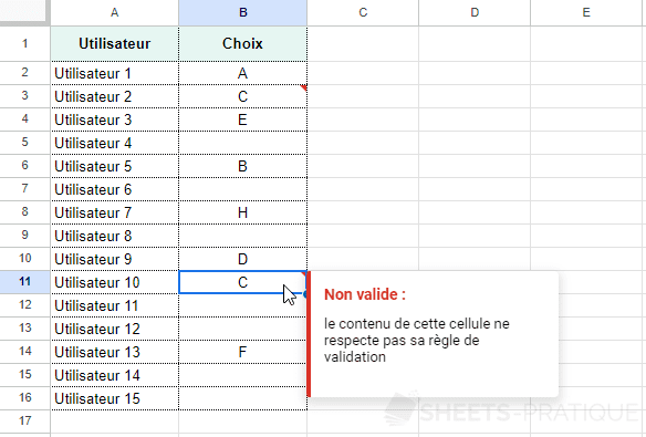 google sheets validation donnees doublons