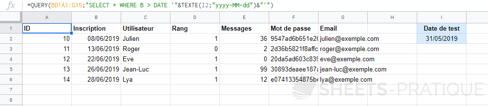 google sheets fonction query select date cellule png heure