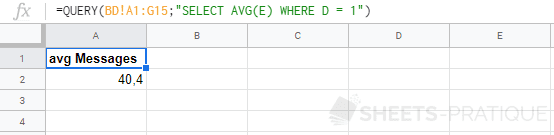 google sheets fonction query avg moyenne fonctions agregat