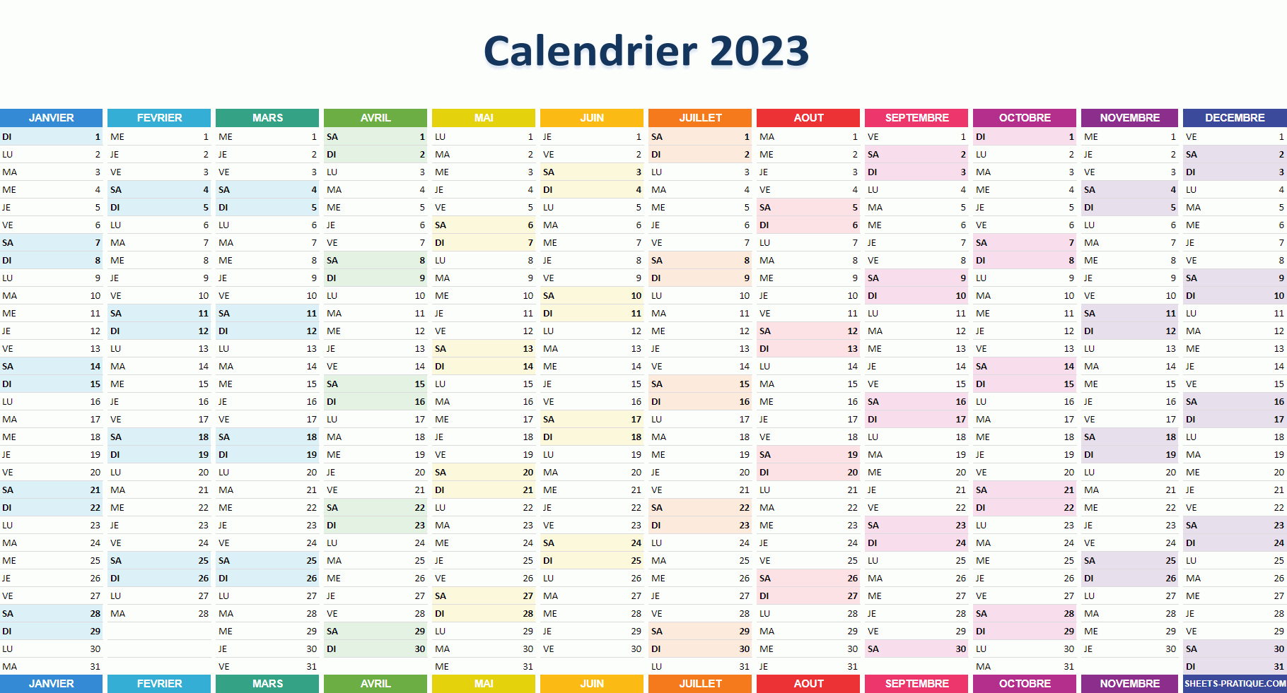 calendrier 2023 google sheets